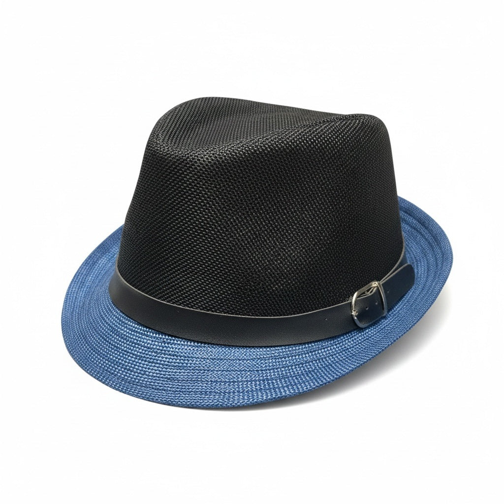 A.1 Tobias Black/Blue Polyester Blend Two Tone Size Med Summer Hat's