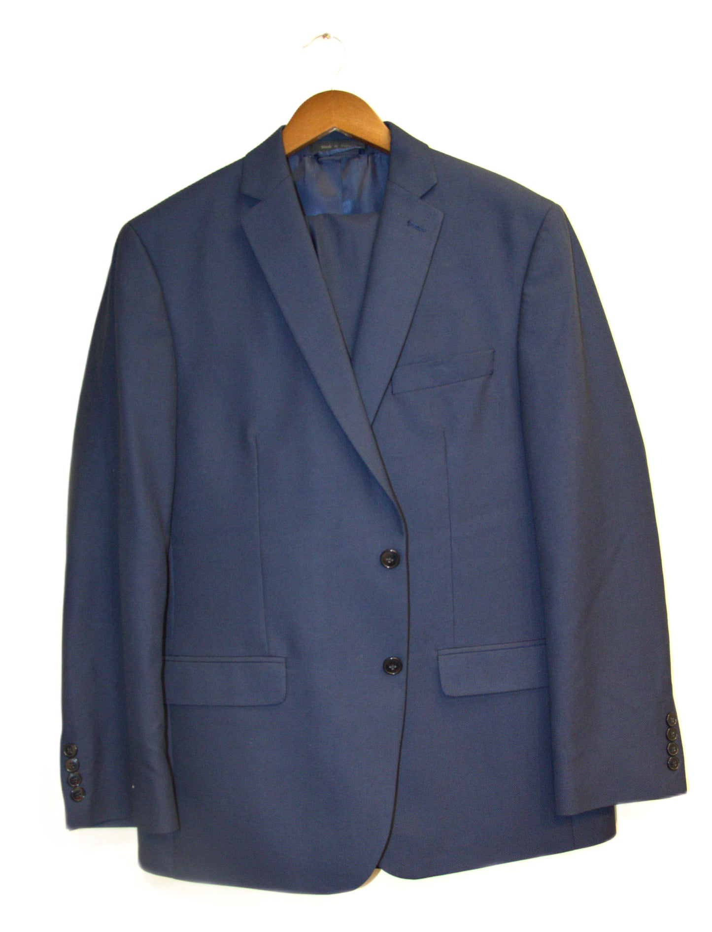 42R VANHEUSEN Navy Polyester Blend Solid Size 42R Suit