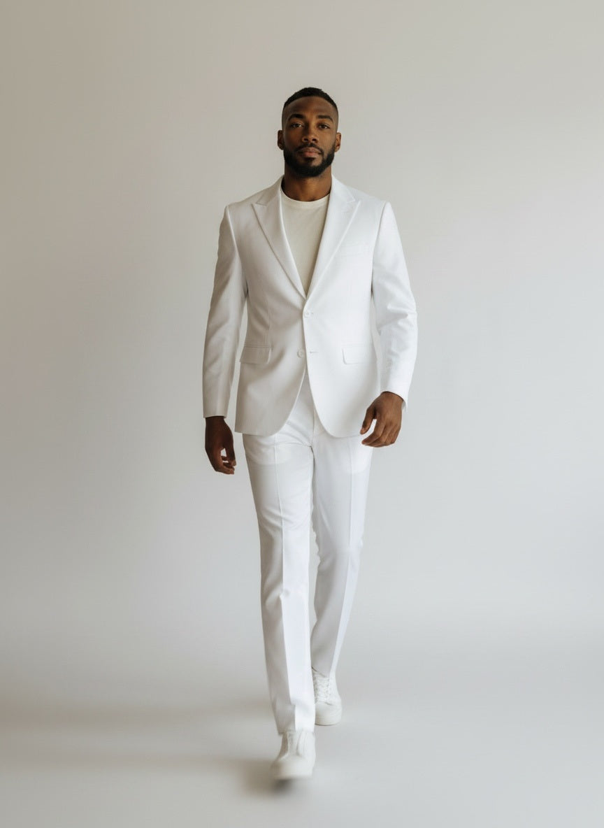 38 Imperial White Wool Solid Size 38 Suit