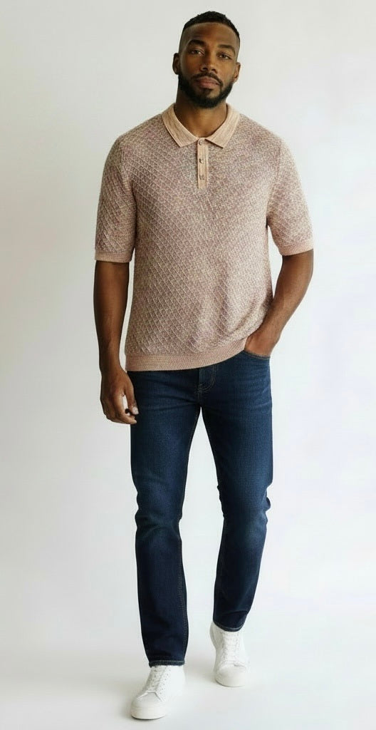 Prestige Multi-Color Rayon Blend Print Short Sleeve Pullover
