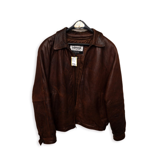 42 Pelle Studio Rust Leather Faded Size L Bomber Jacket