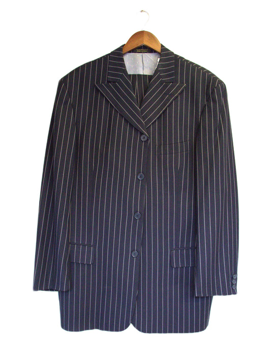 46 Vicci Uomo Navy Wool Blend Pinstripe Size 46 Suit