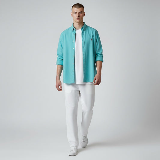 Size XXL/Tall RALPH LAUREN Lime Cotton Solid Long Sleeve Shirt