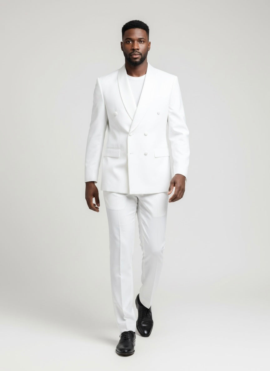 52 Imperial White Wool Solid Size 52R Suit
