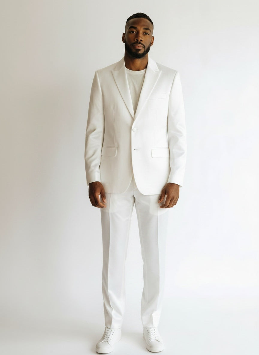 38 Imperial White Wool Solid Size 38 Suit