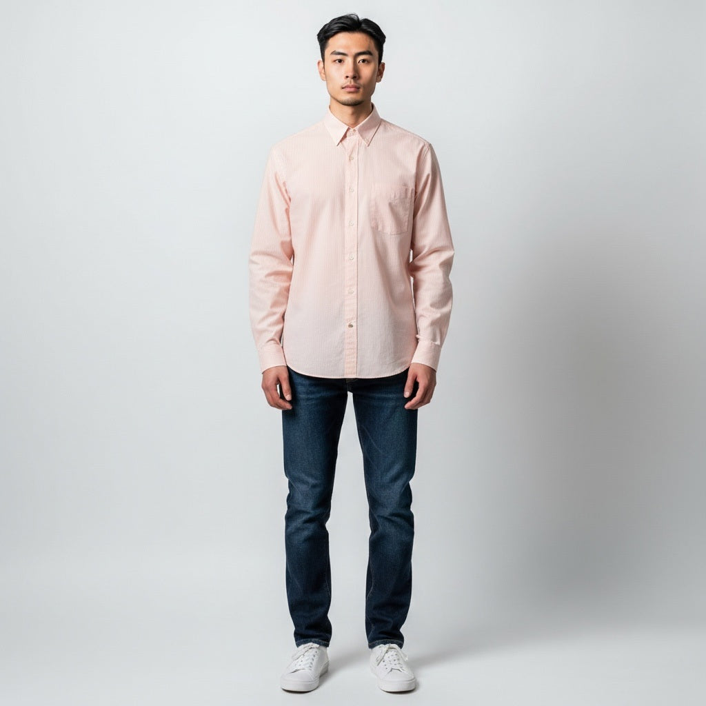 Size XL Arrow Bradstreet Peach Cotton Stripes Long Sleeve Shirt