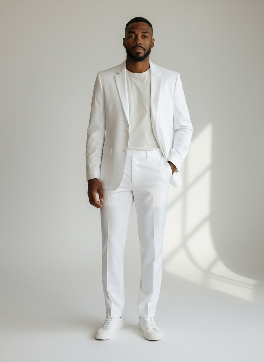 38 Imperial White Wool Solid Size 38 Suit