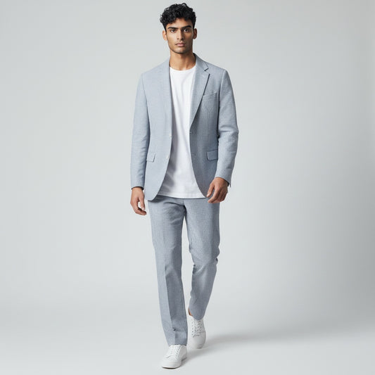 42 Bolzano Gray/White Searsucker Size 42 Sport Jacket