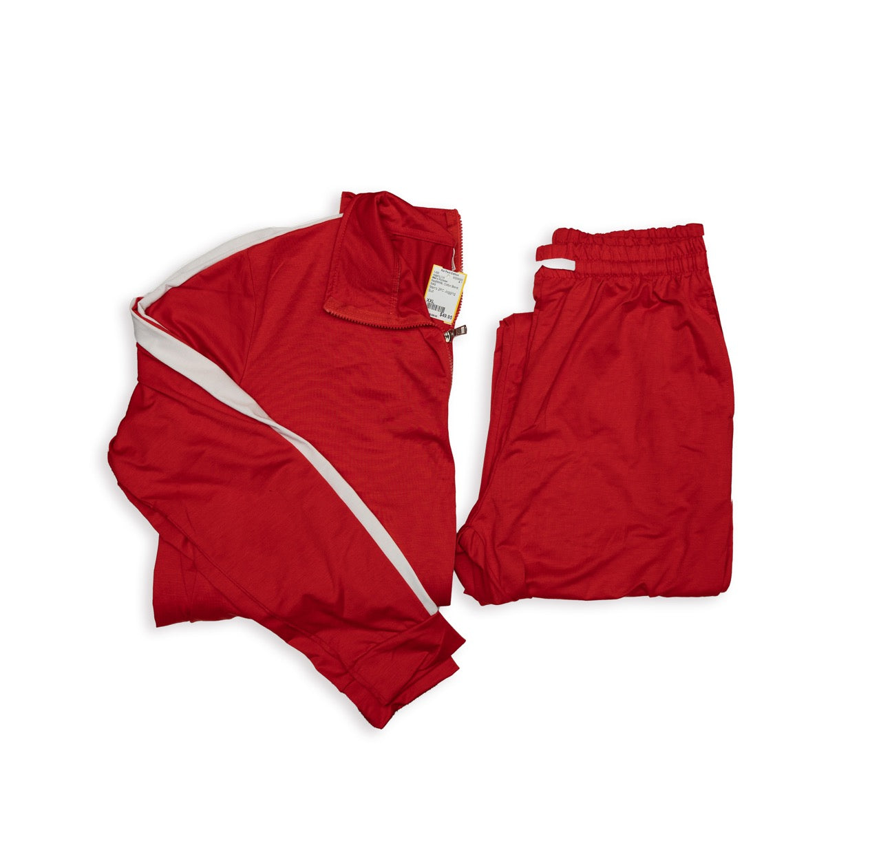 Men's Fashion Red/White Cotton Blend Solid Size XXL Jogging Suit