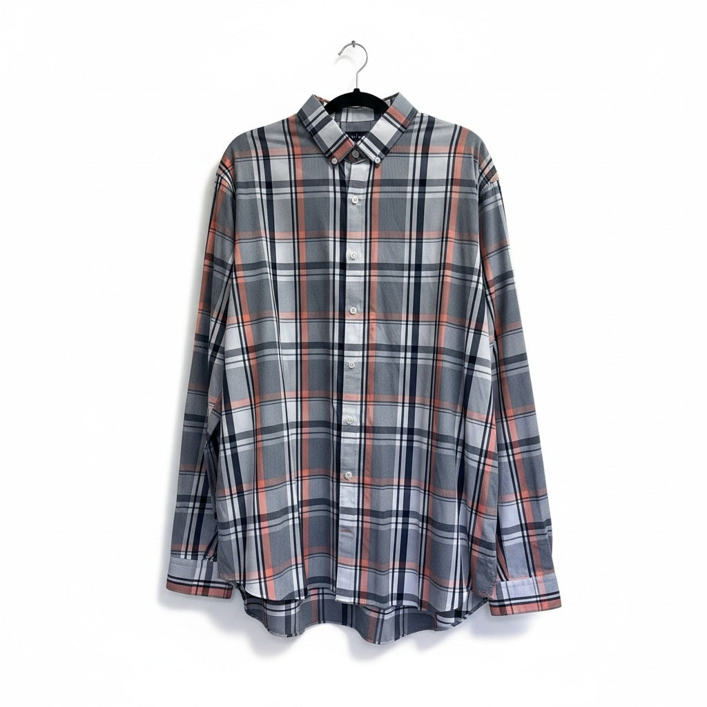 Size XXL Express Tangerine/Black Nylon Blend Squares Long Sleeve Shirt