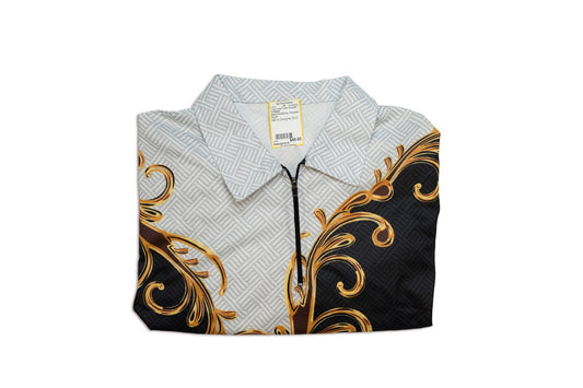 Andiamo Black/Gold/White Polyester Argyle Long Sleeve Collar Pullover