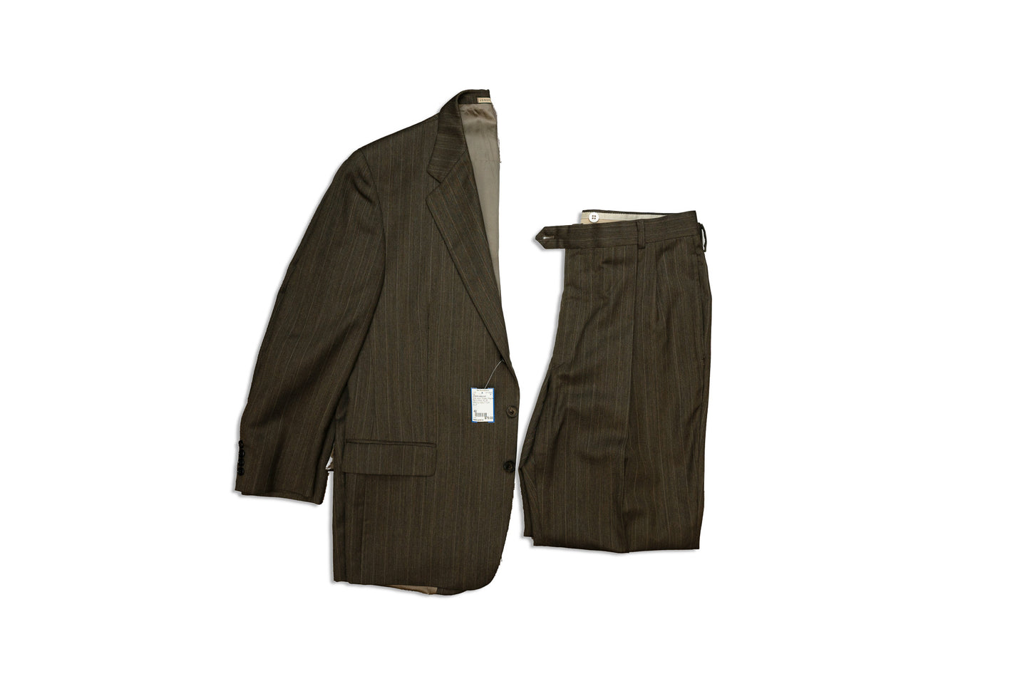 JOSEPH ABBOUD Olive Wool Stripes Size 42 Suit