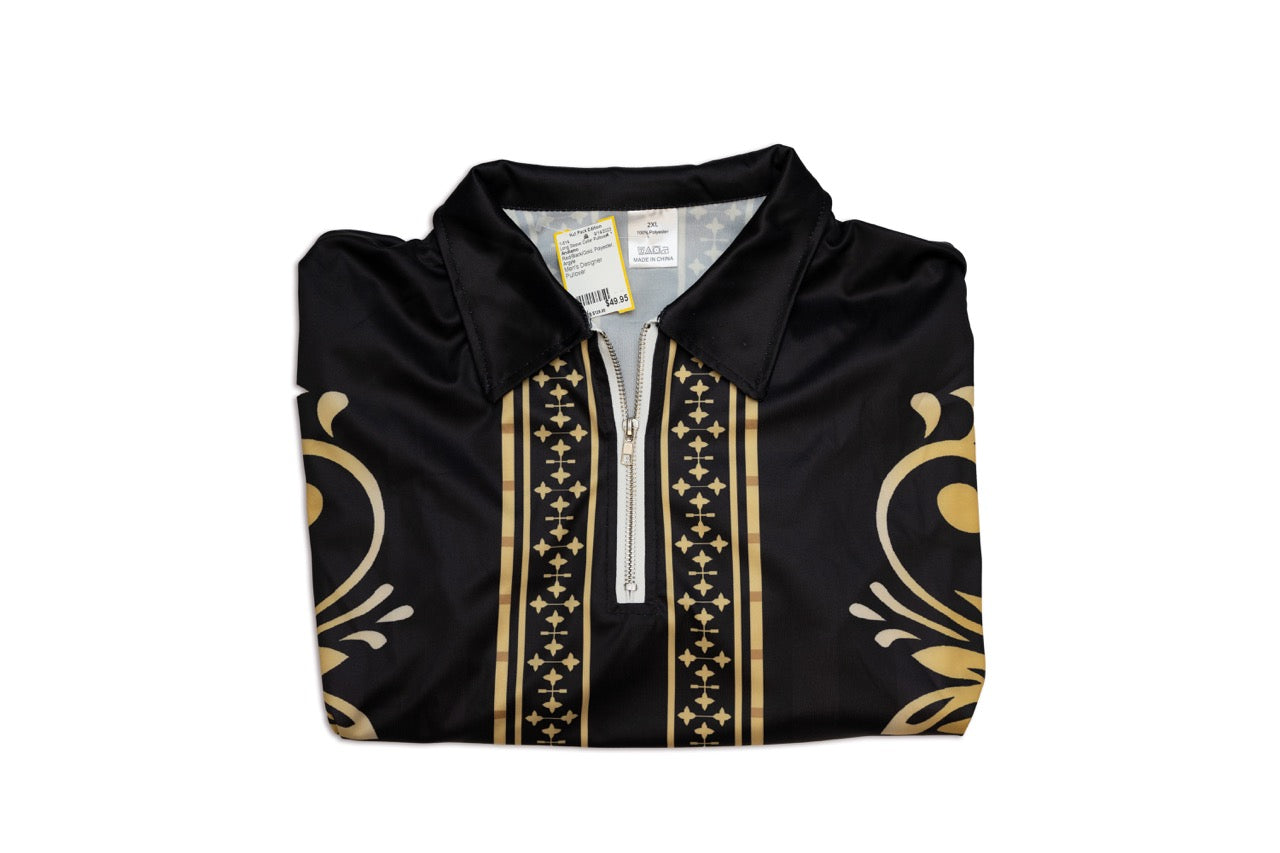 Andiamo Red/Black/Gold Polyester Argyle Long Sleeve Collar Pullover