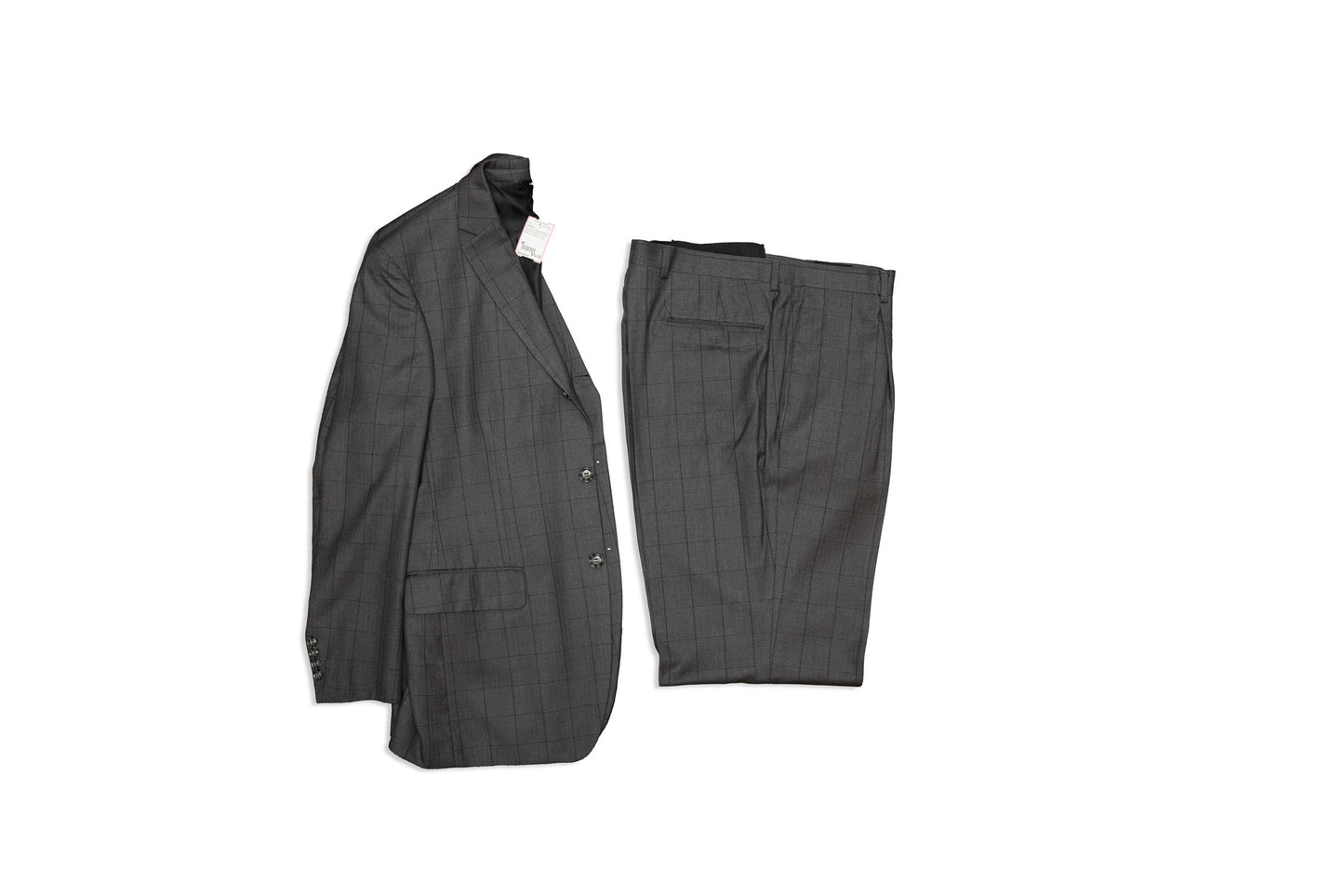 42 LINEAGE Gray Polyester Blend Squares Size 42 Suit