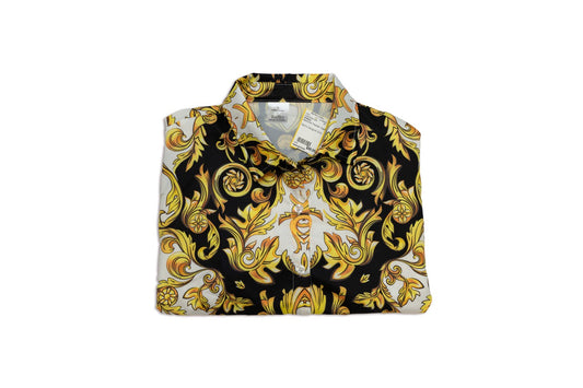 Andiamo Black/Gold Polyester Argyle Long Sleeve Shirt